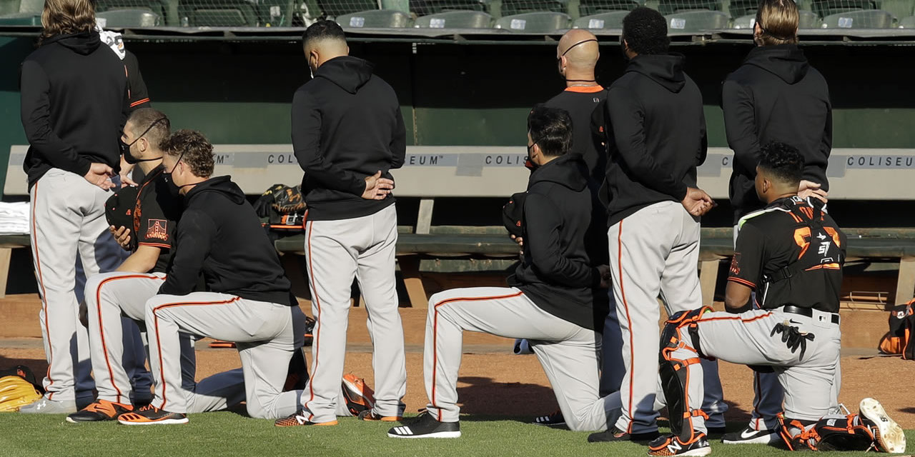 San Francisco Giants Players and Coaches Kneel to Support BLM